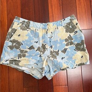 Nevada cotton Floral Women's Shorts in Blue and Cream